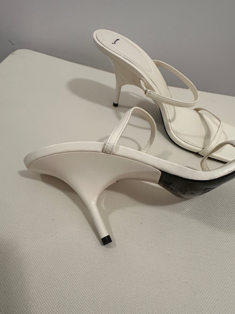 Zara White Strappy Square-Toe Stiletto Heels Sandals - Picture 4 of 8
